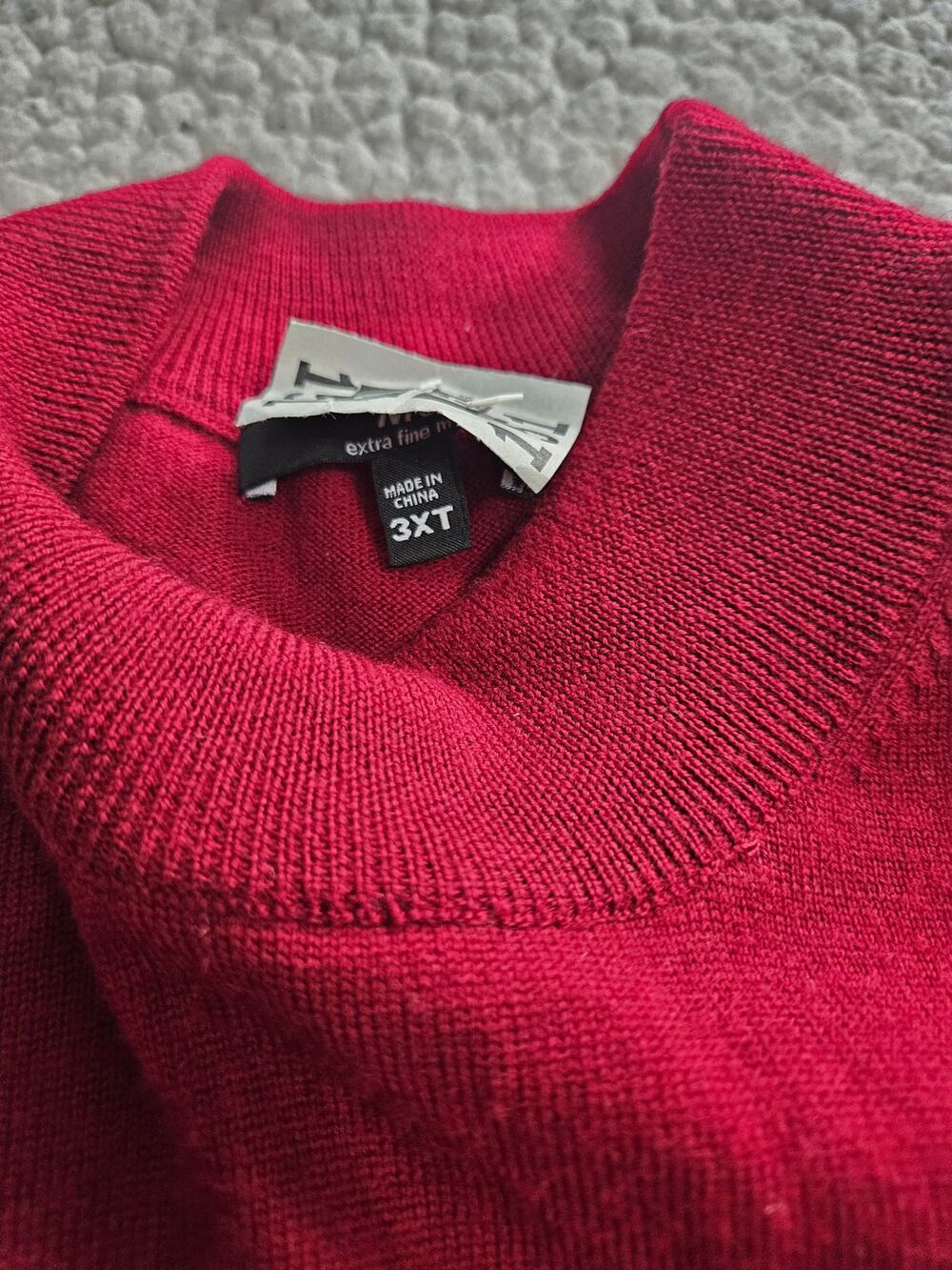 Murano 100% Merino Wool Mock Neck Burgundy Size 3XT